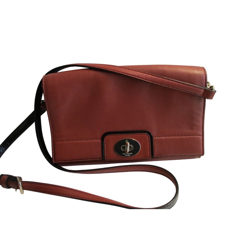 *Kate Spade Brown Cognac Leather Envelope Crossbody Bag